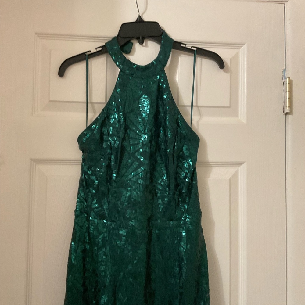Windsor Green Sequin Halter Dress